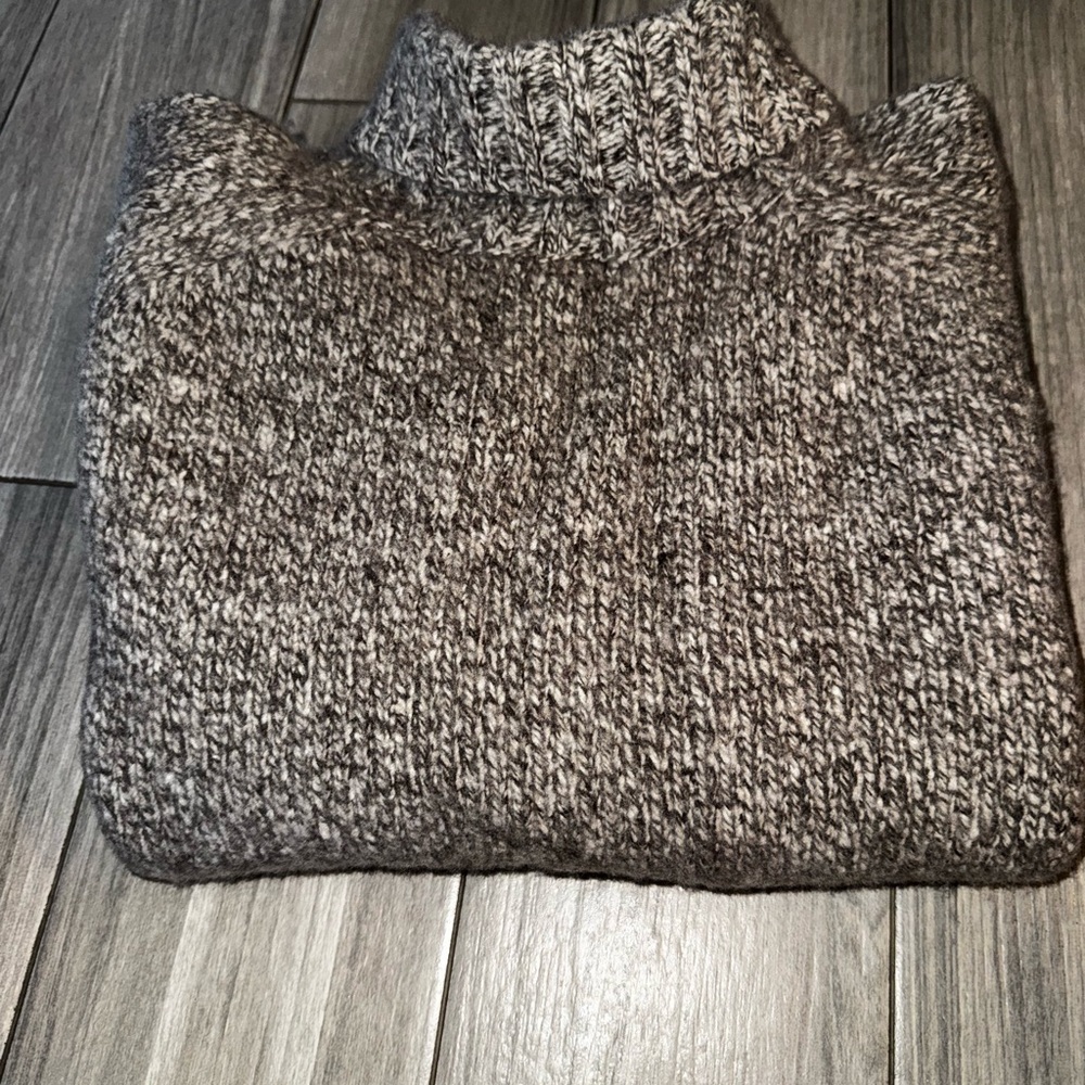 VINTAGE Express Chunky-Knit Turtleneck Pullover Sweater Wool Beige M Women's